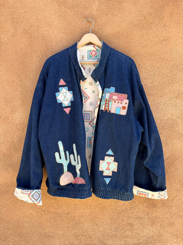 Puff Paint Howling Coyote Denim Jacket