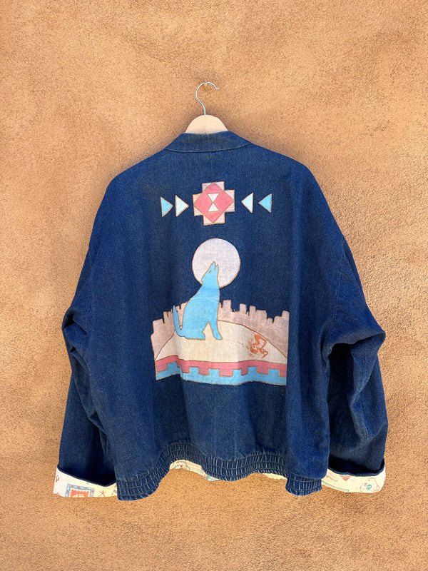 Puff Paint Howling Coyote Denim Jacket