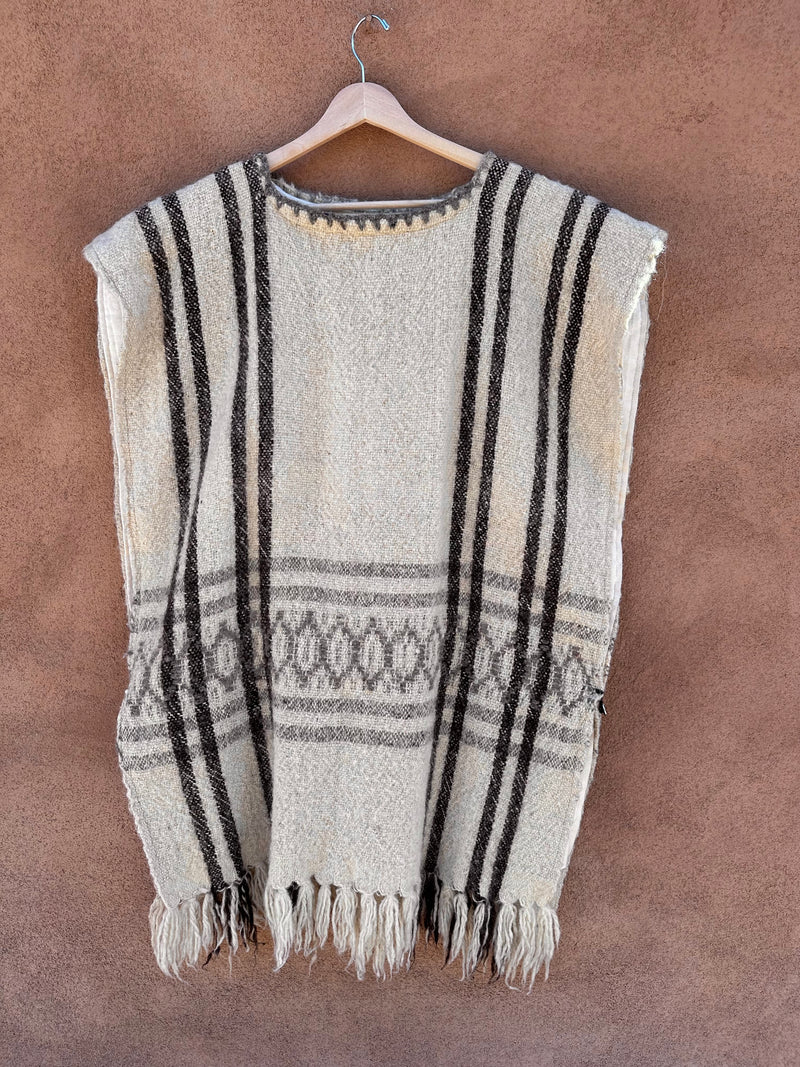 Cotton Lined Wool Woven Poncho