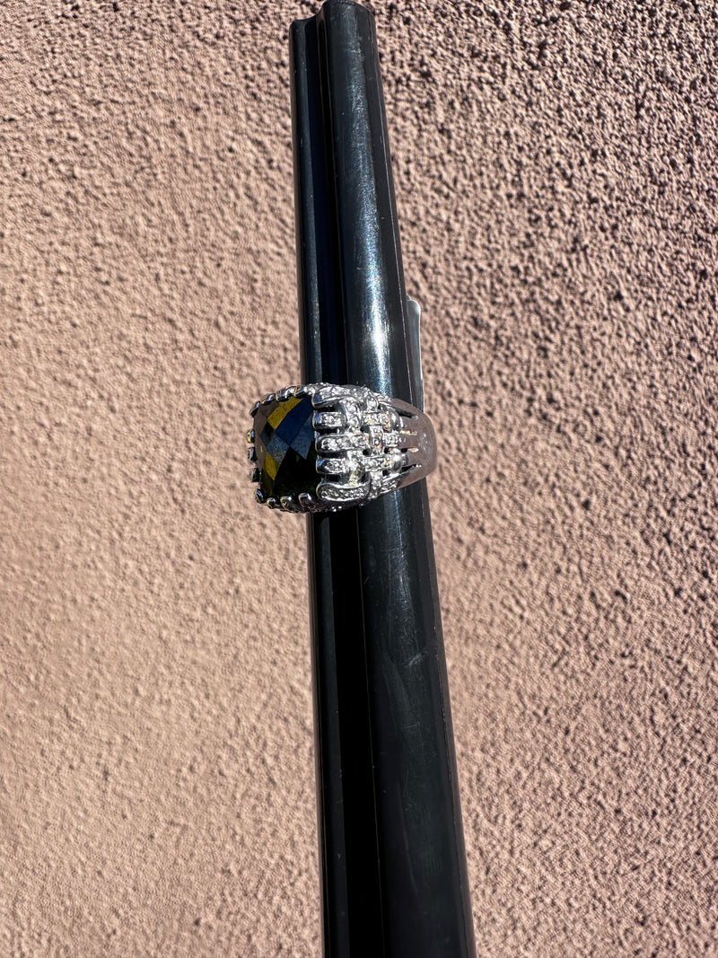 Green Tourmaline and Sterling Silver Ring