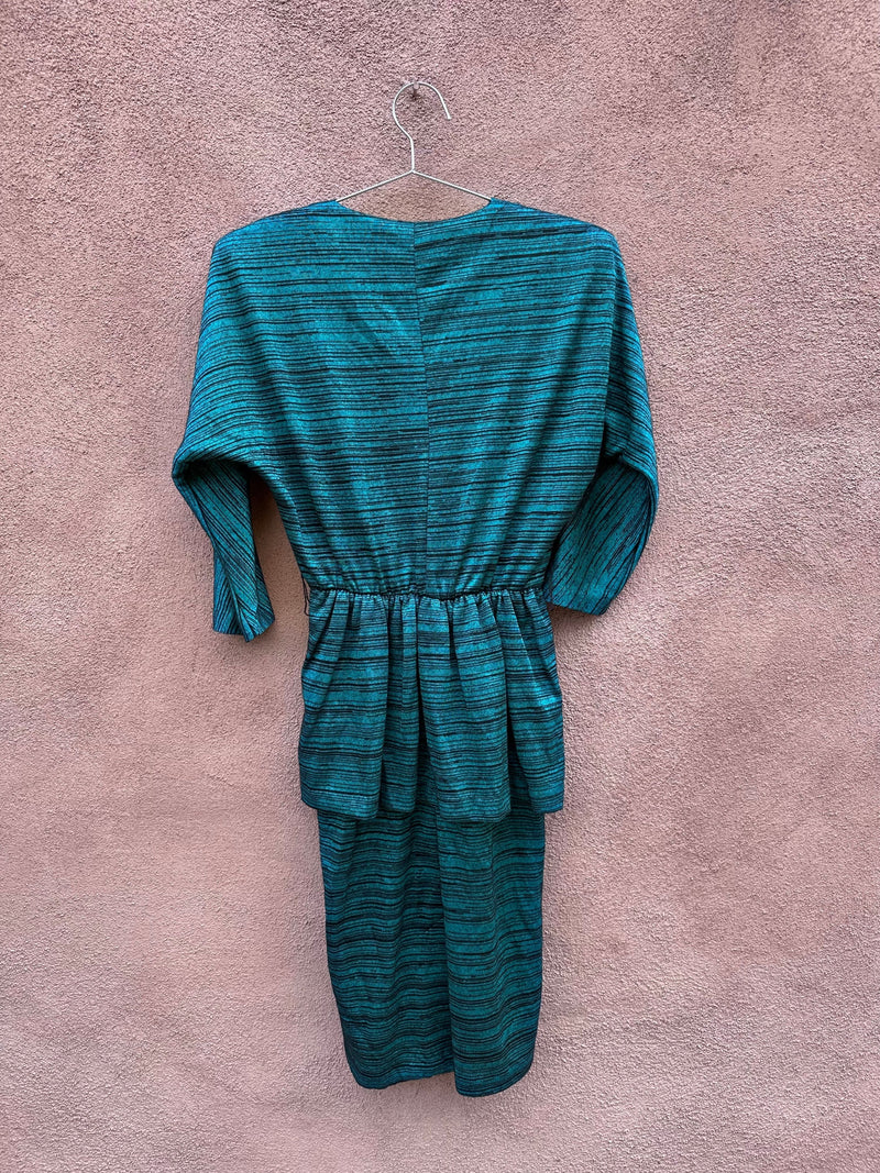 Emerald & Black 3/4 Sleeve Dress by All That Jazz
