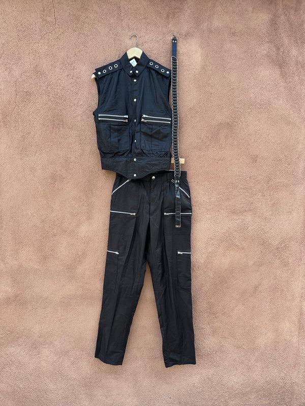 1980's Bugle Boy Black Flight Suit (Vest & Pants)