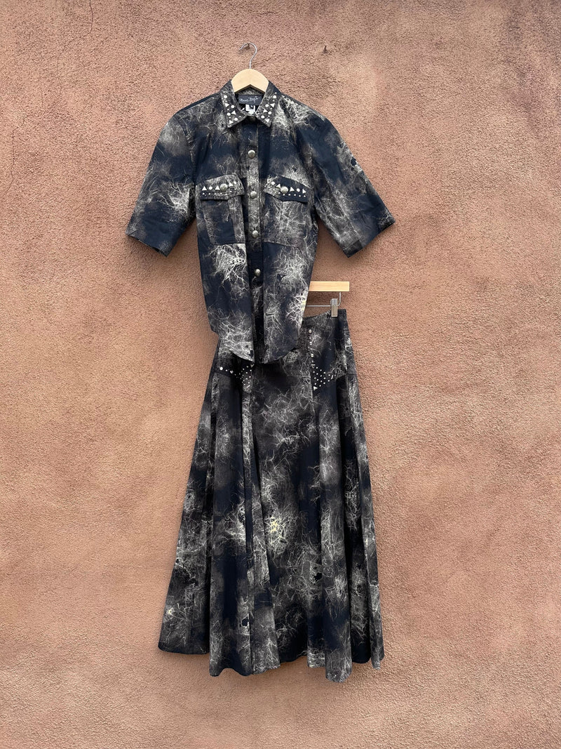 Bonnie Boynton Blouse/Skirt Acid Wash Western Set