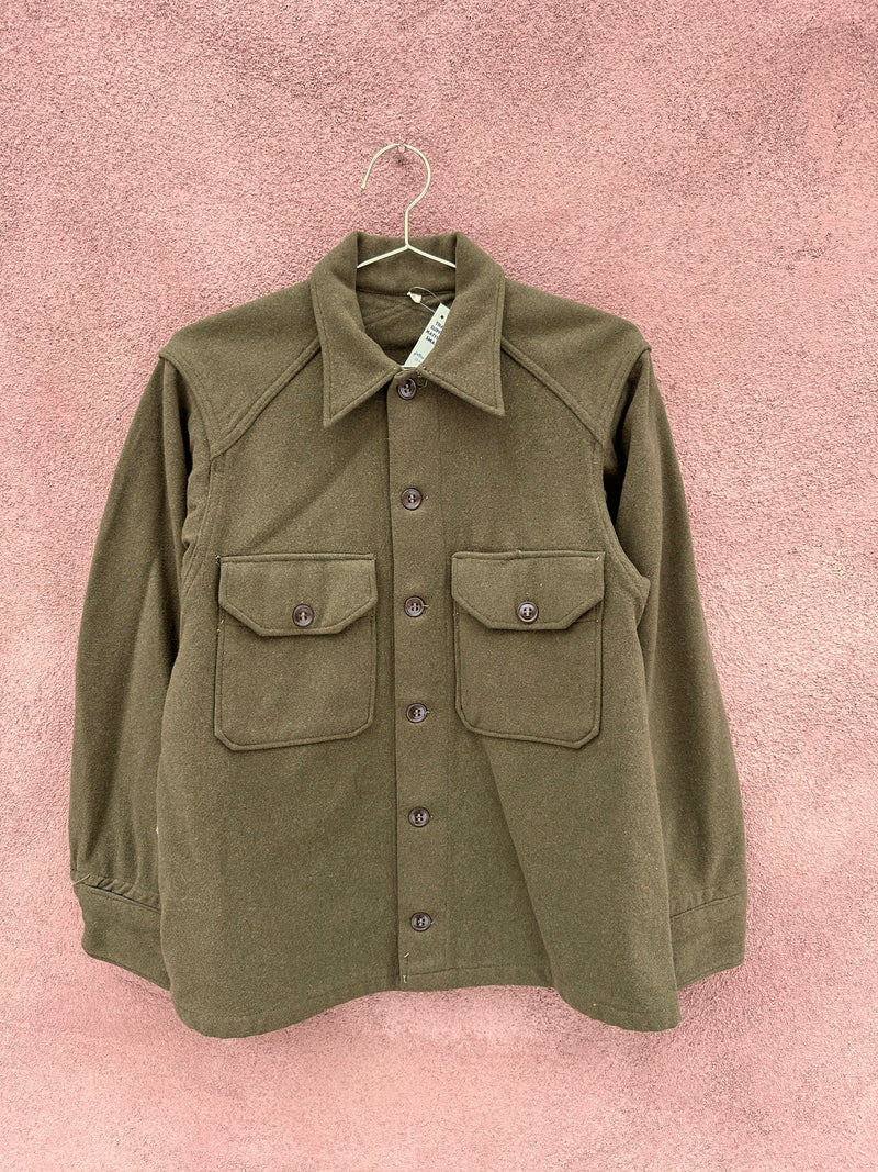 Army Drab Green 70's Era Enlisted Shirt - 100% Wool