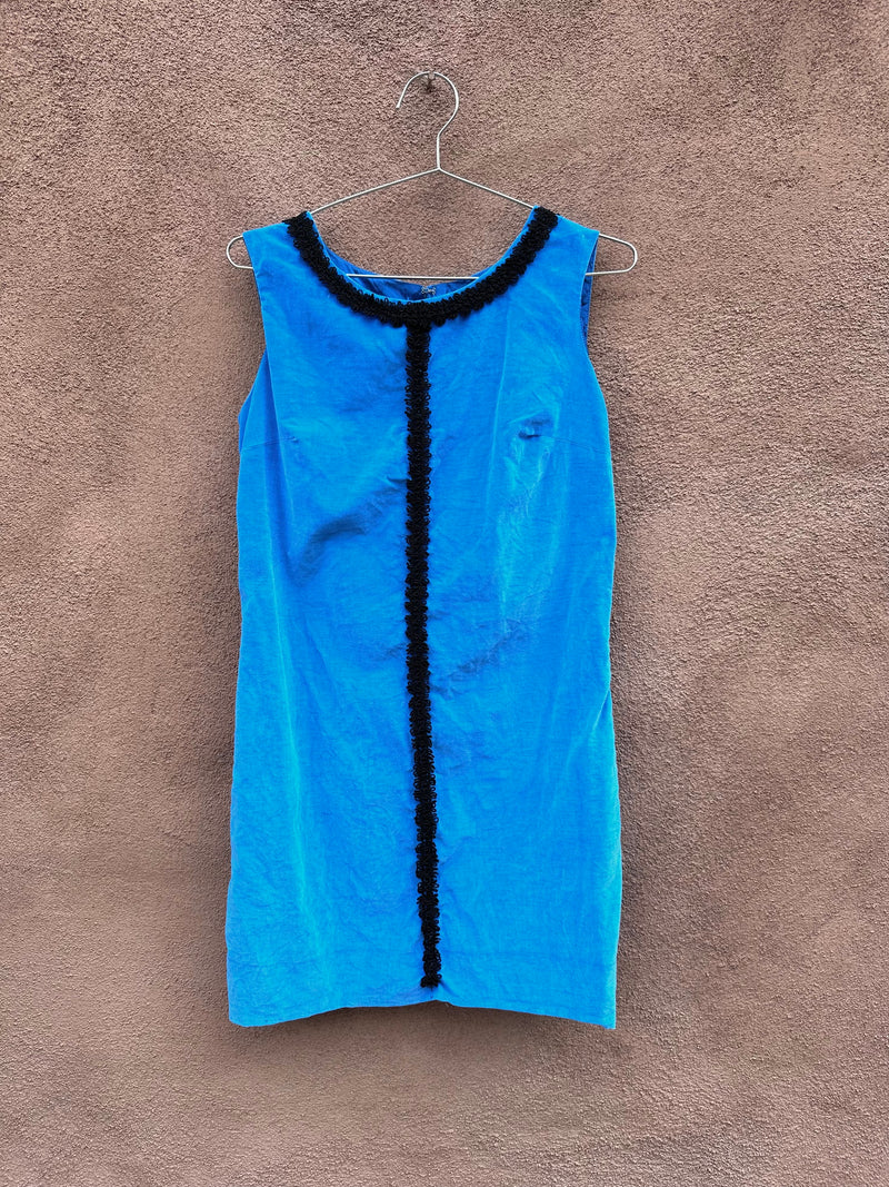 Blue Velveteen 1960's SEARS Party Dress