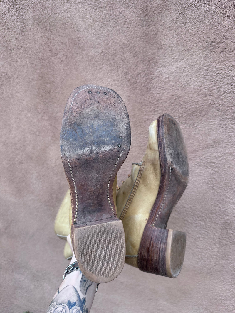 1970's Camel Color Frye Black Label Lace Up Campus Boots 7.5B