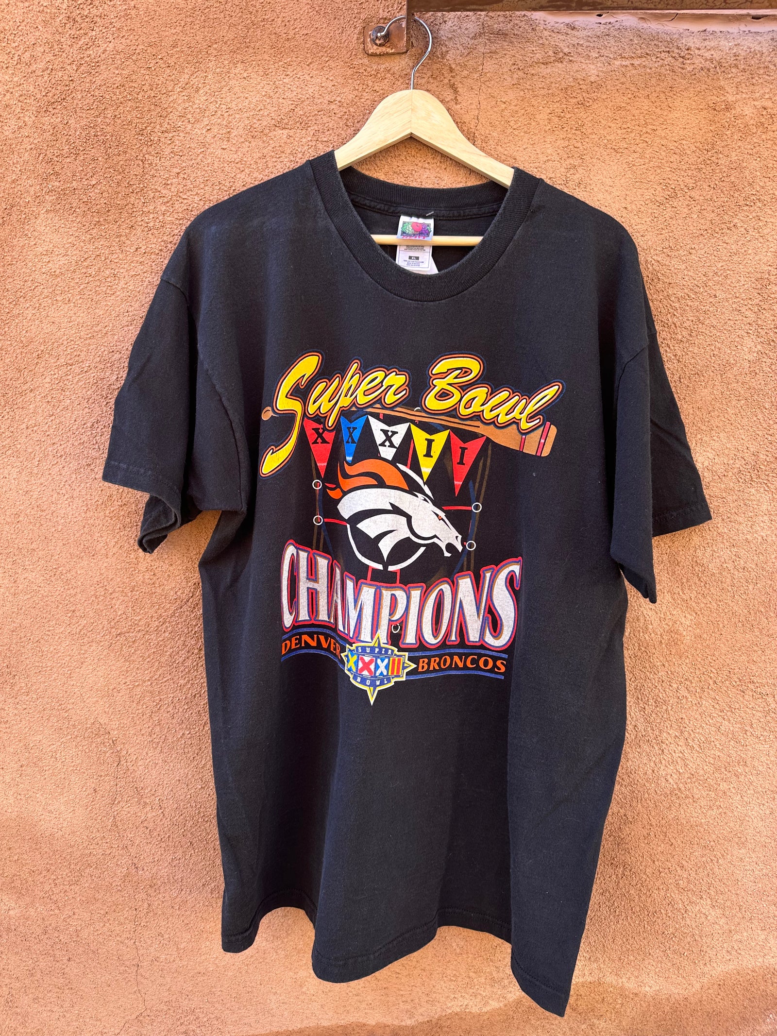 1998 Denver Broncos Super Bowl XXXII Champion T Shirt DESERT MOSS VINTAGE
