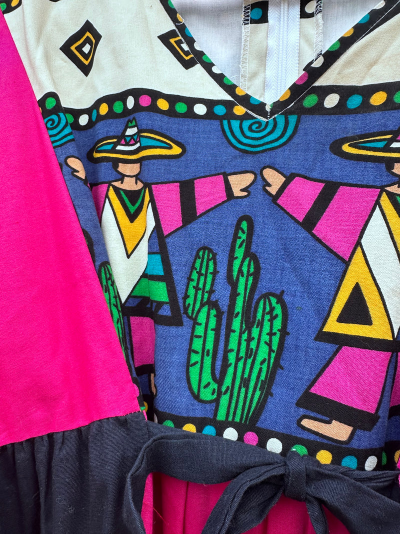 1980's Victor Costa Huipil Pop Art Dress - as is