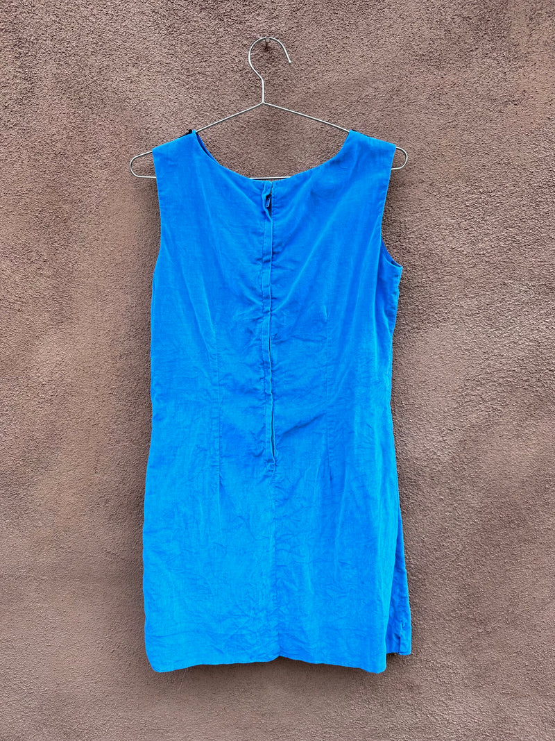 Blue Velveteen 1960's SEARS Party Dress
