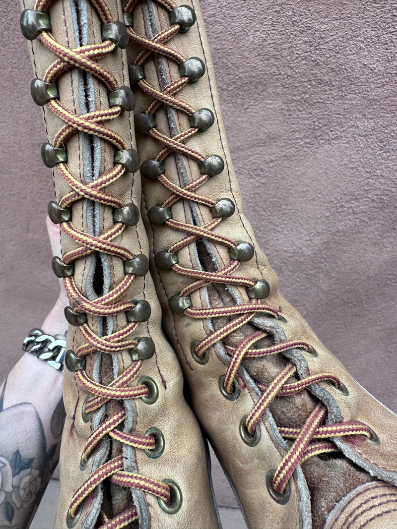 1970's Camel Color Frye Black Label Lace Up Campus Boots 7.5B