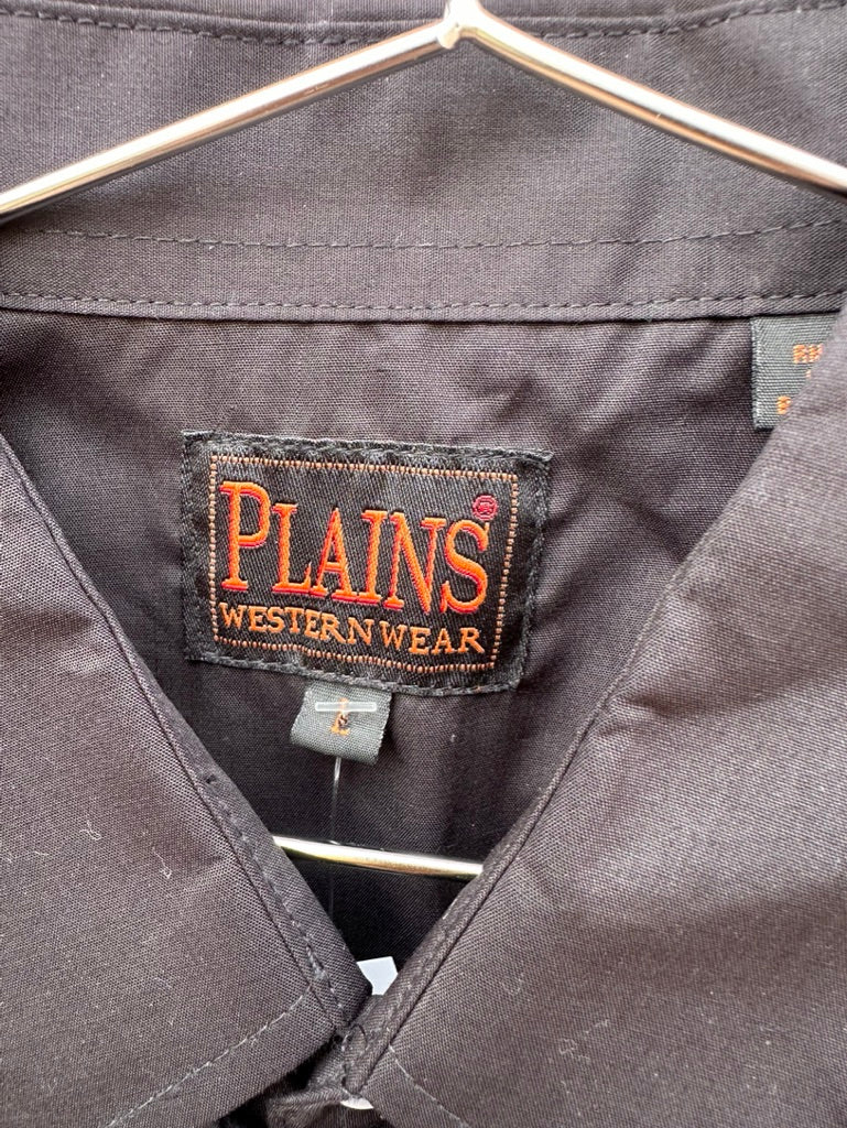 Plains Western Wear Black Short Sleeve Shirt - Large