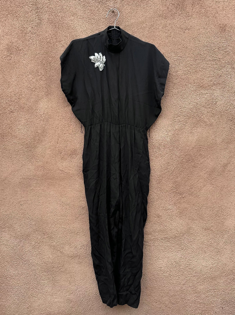 Nina Piccalino Black Jumpsuit with Sequins Leaf