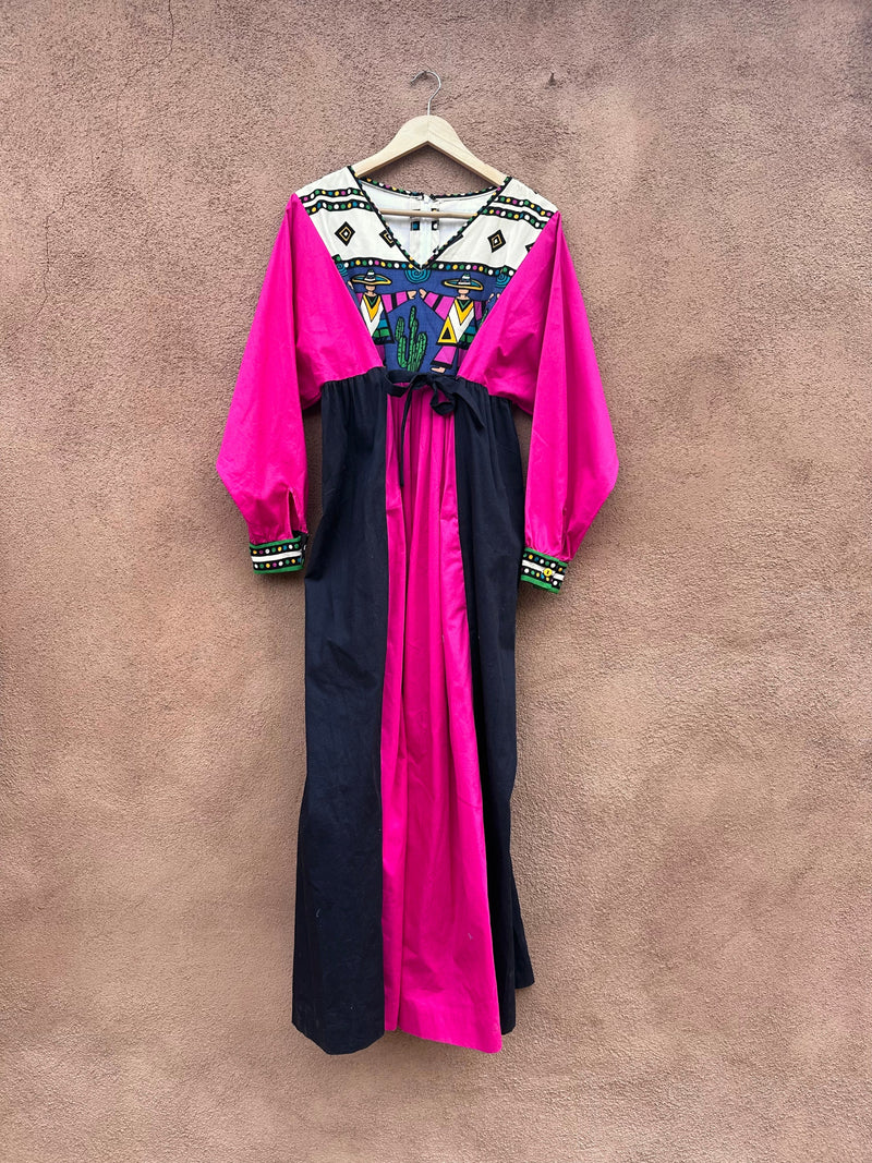 1980's Victor Costa Huipil Pop Art Dress - as is