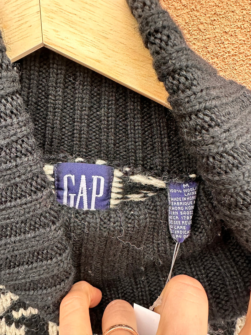 90's Gap Black & White Wool Turtleneck Sweater