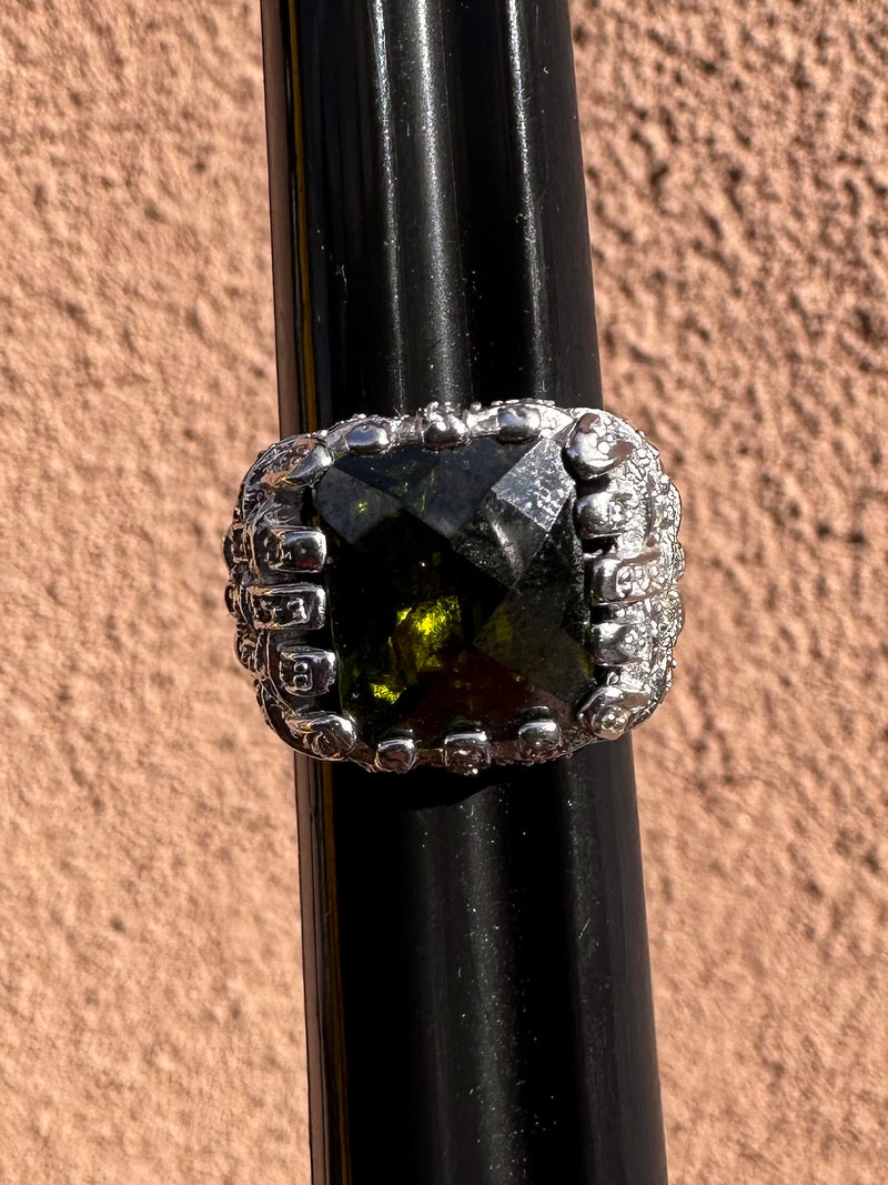 Green Tourmaline and Sterling Silver Ring