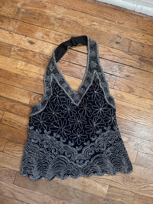 Beaded Halter Neck Top by Gopal