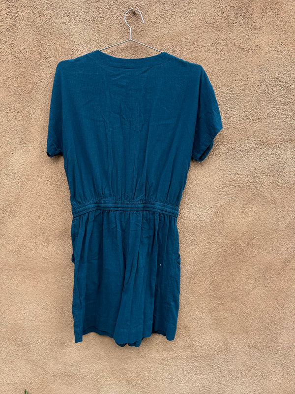 Teal LizWear Cotton Romper - Large