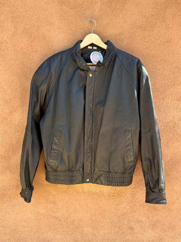 Wilson Leather 1990's Black Leather Bomber with Liner