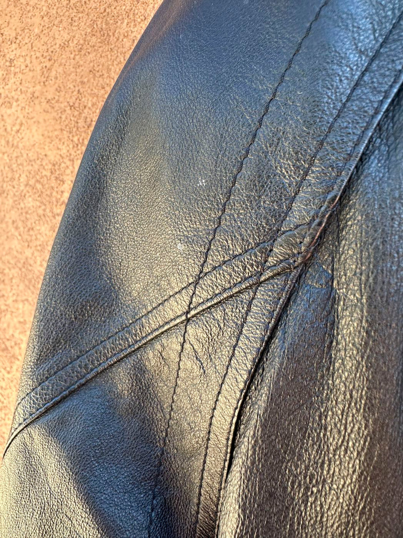 Wilson Leather 1990's Black Leather Bomber with Liner