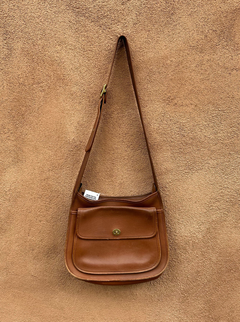 Brown Leather Coach Crossbody Saddle Bag