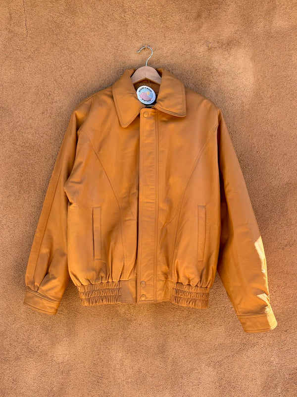 USA Leather Camel Color Bomber Jacket