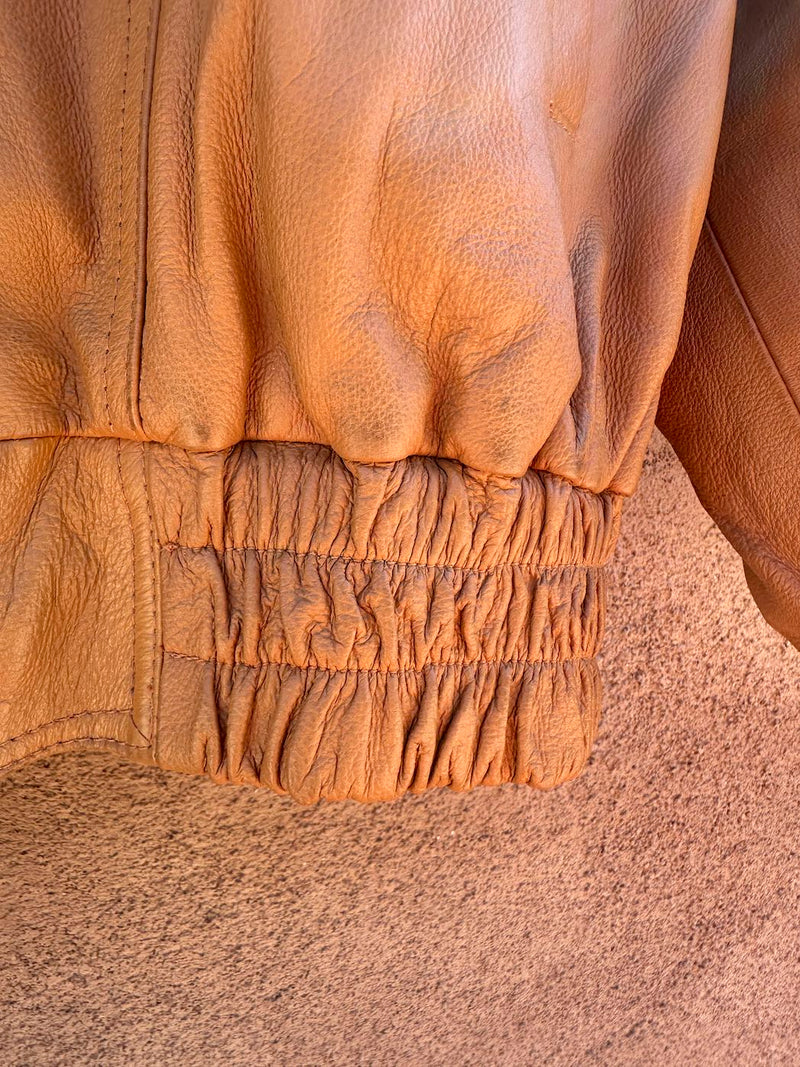 USA Leather Camel Color Bomber Jacket