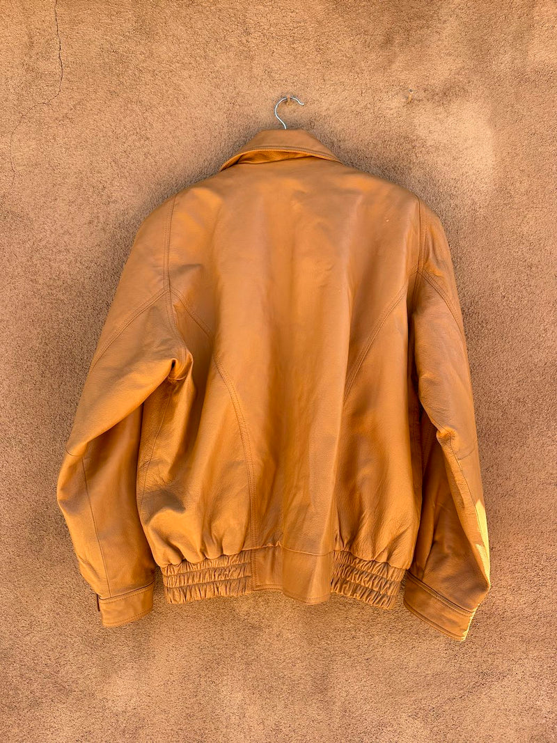 USA Leather Camel Color Bomber Jacket