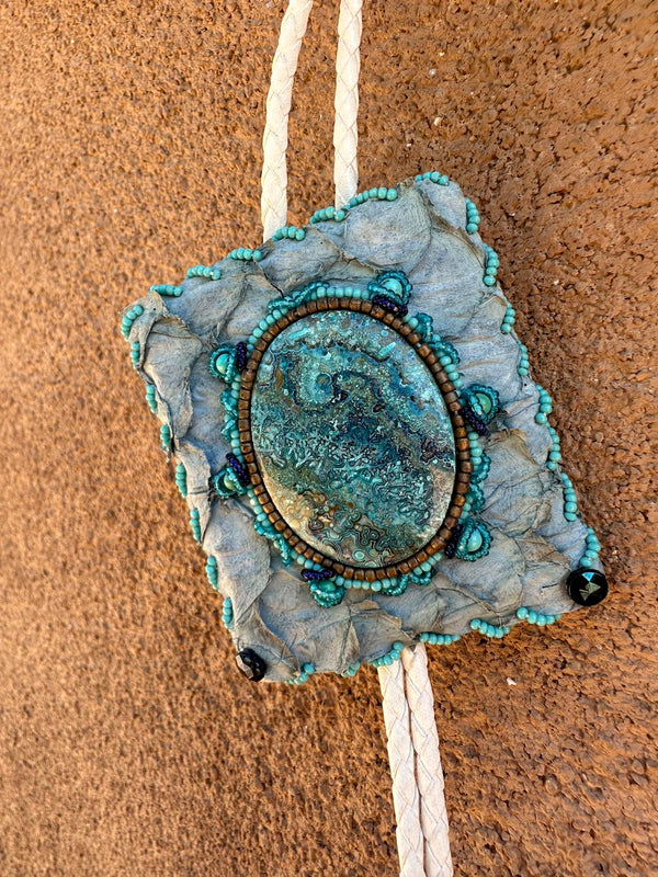 Kathleen Shelly Art Bolo Tie with Sterling Silver Tips