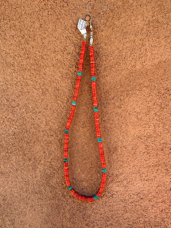 Coral and Turquoise Necklace with Sterling