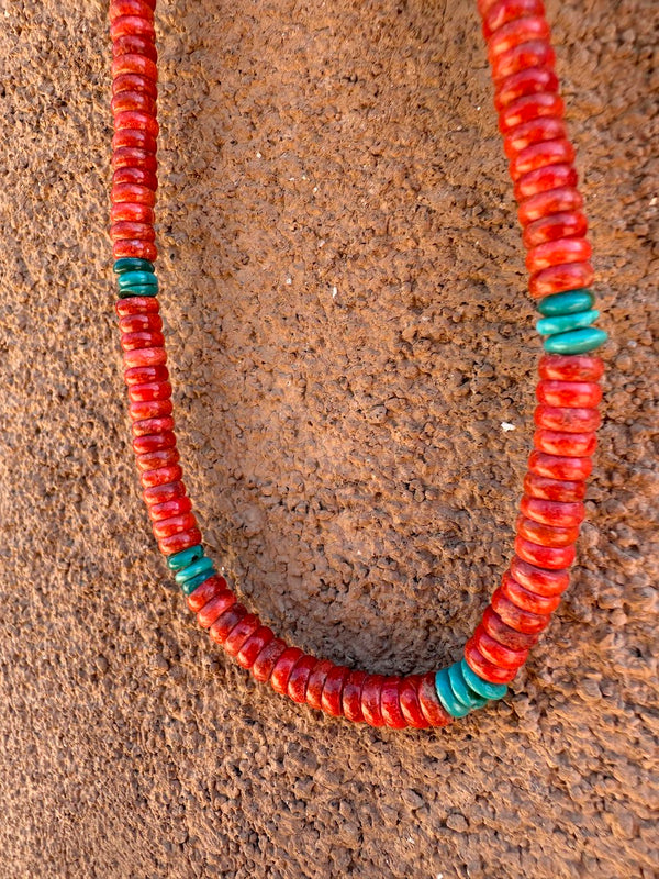 Coral and Turquoise Necklace with Sterling