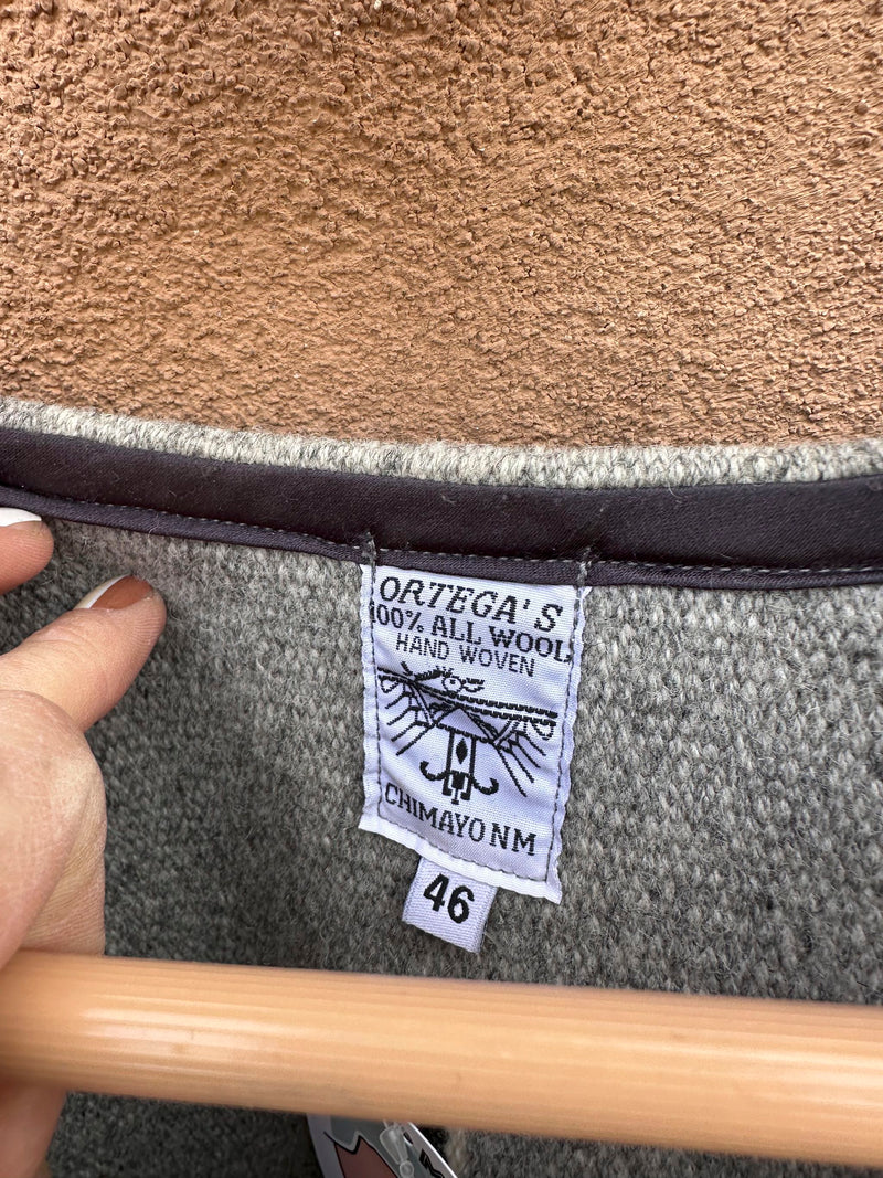 Gray Ortegas Hand Loomed Wool Chimayo Vest, Size 46 (on hold)