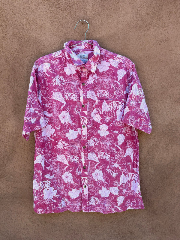Pink Hawaiian Shirt with Hibiscus