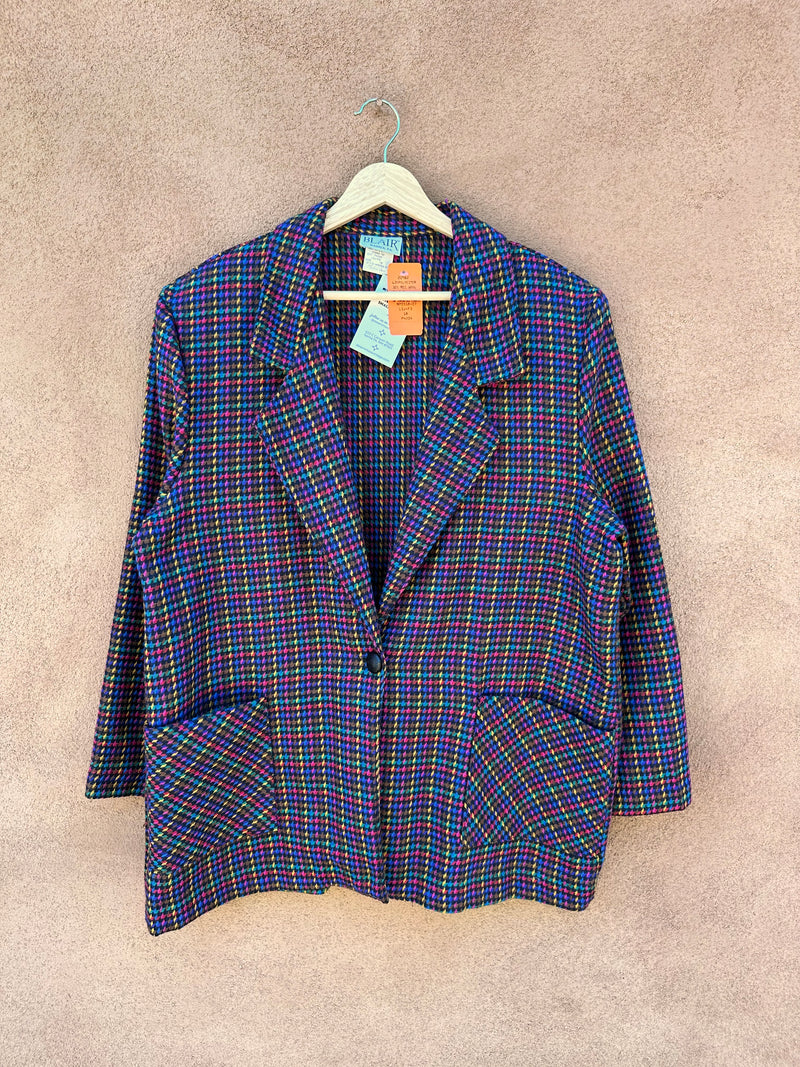 Colorful Houndstooth Blazer 1980's Blair