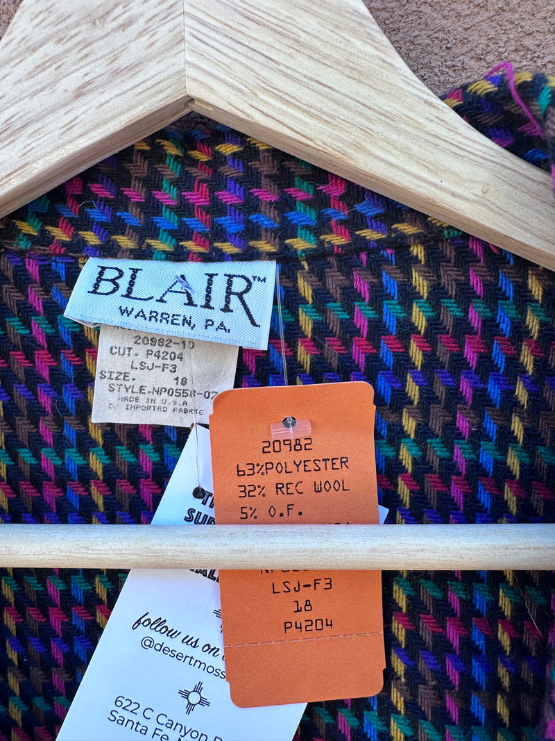 Colorful Houndstooth Blazer 1980's Blair