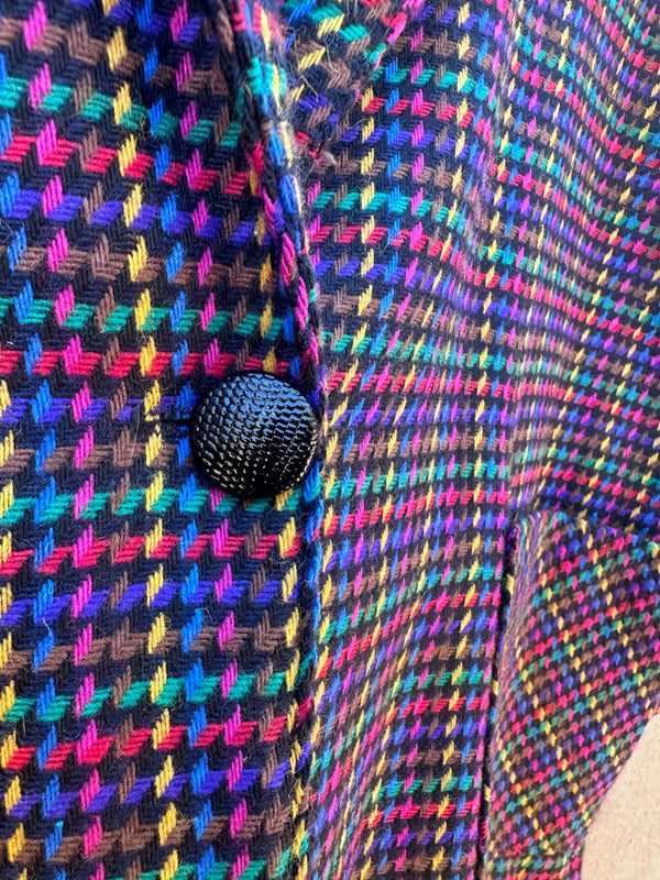 Colorful Houndstooth Blazer 1980's Blair