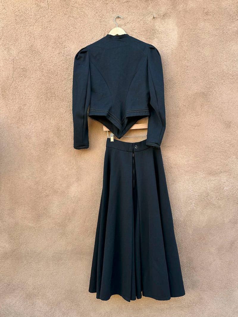 1800's Style Pleated Puff Sleeve Blouse and Palazzo Pants - Gabardine Wool