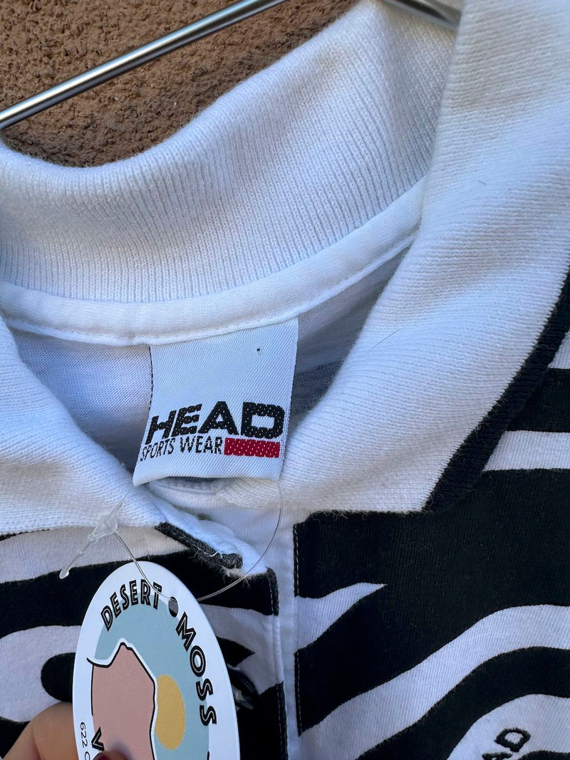 90's Tribal Design Head Tennis Polo Shirt