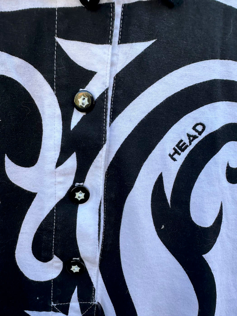 90's Tribal Design Head Tennis Polo Shirt
