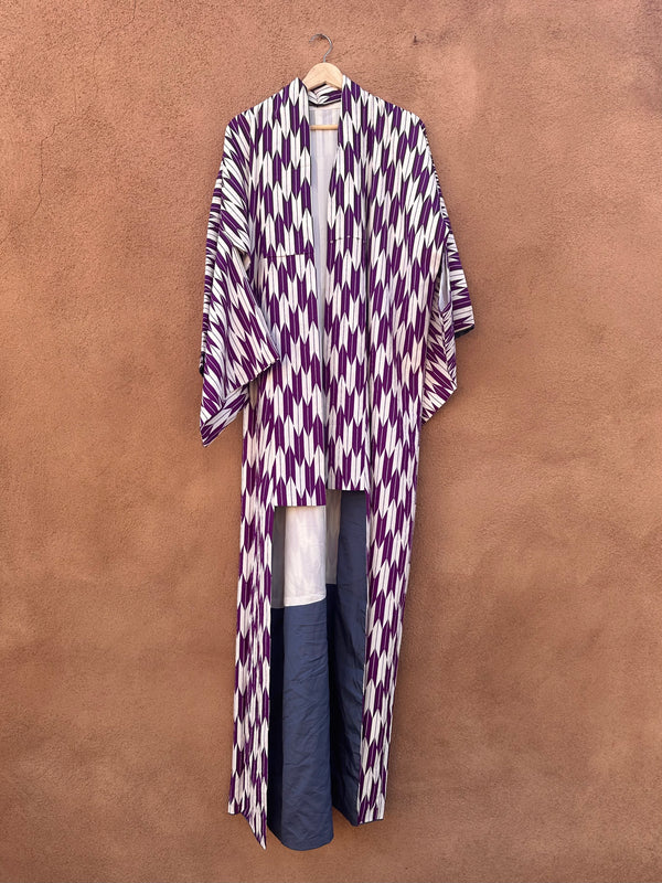 Yagasuri (Yabane) Kimono - Purple & White