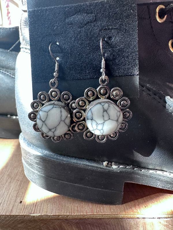 Howlite & Silver Earrings