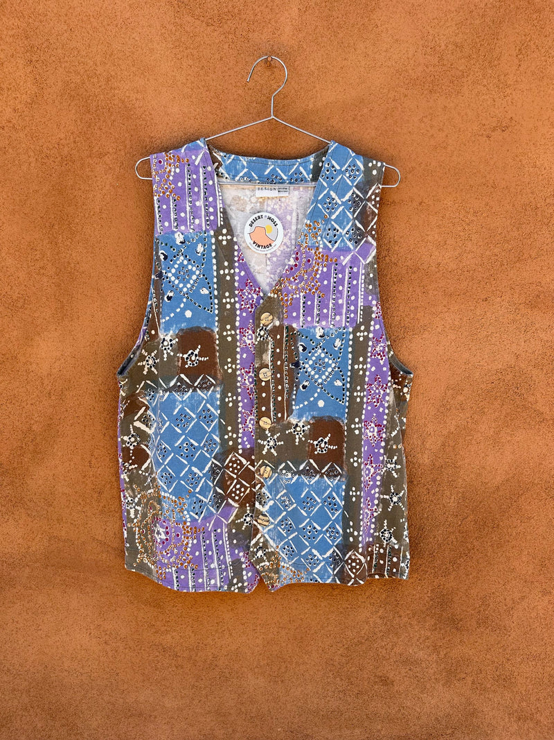 Chico's Design Abstract 1980's Summer Vest