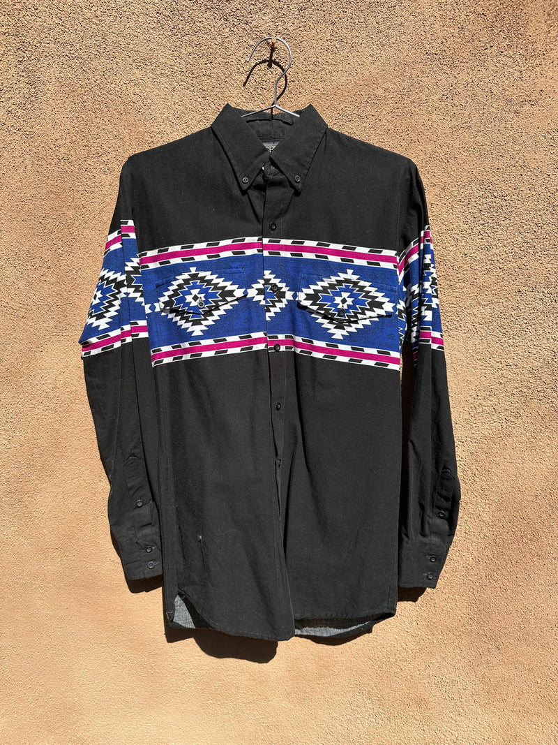 Black, Blue, Magenta Southwestern Print Shirt by Roper