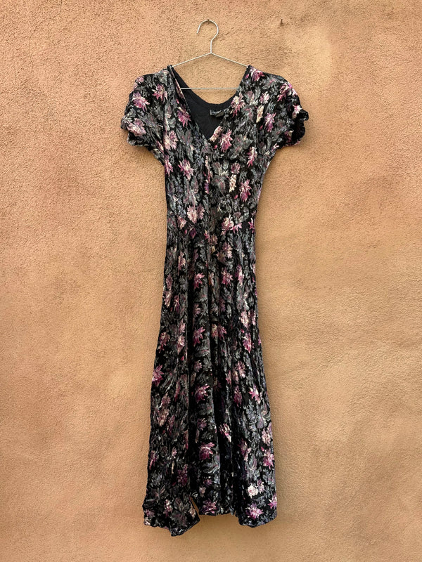Nostalgia Velour Floral Rayon Dress, Medium