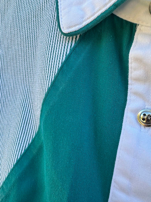 Teal and White Roughrider Western Blouse