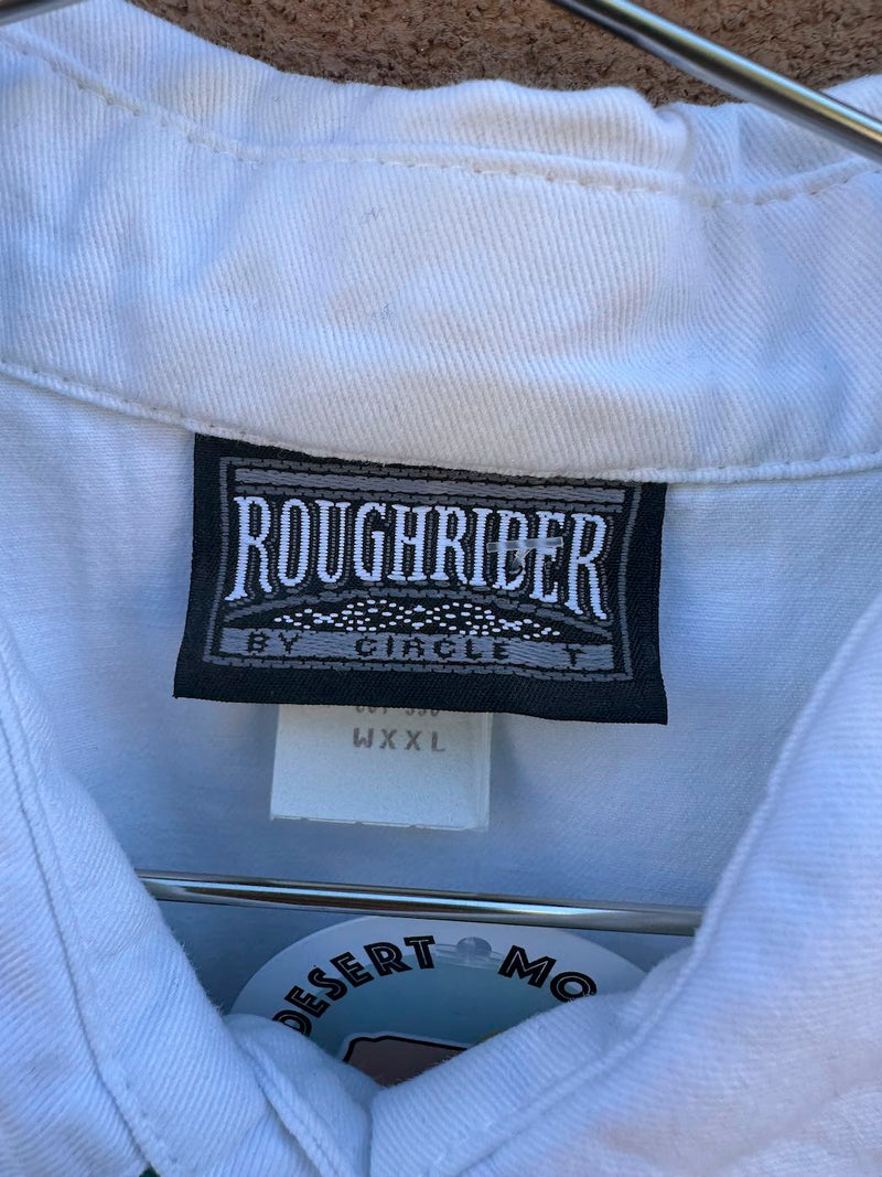 Teal and White Roughrider Western Blouse