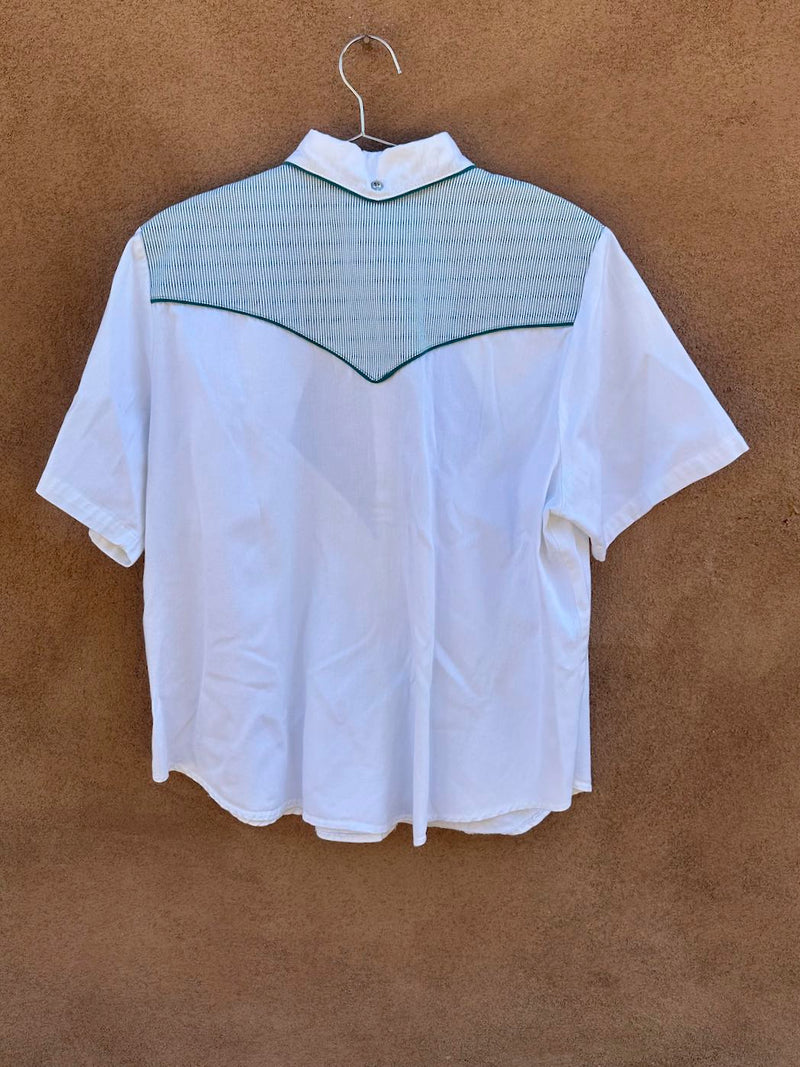 Teal and White Roughrider Western Blouse