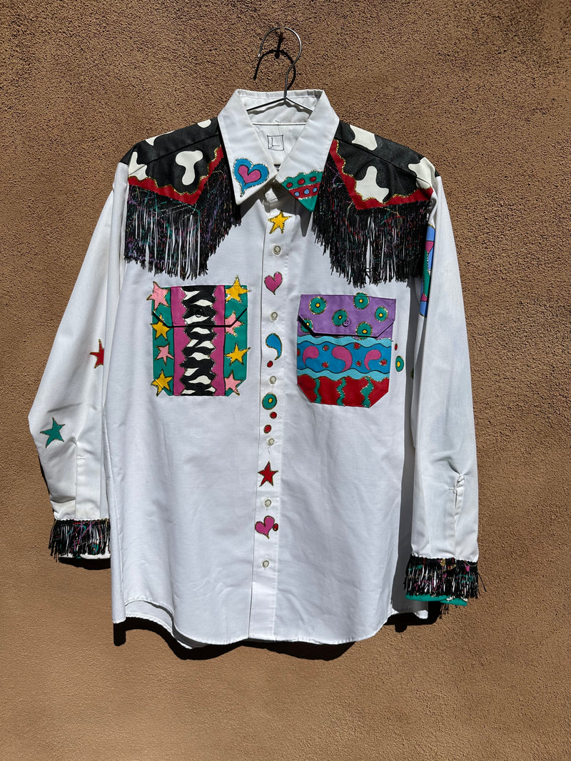 Crazy 80's Hand Painted Shirt w/Fringe Shirt