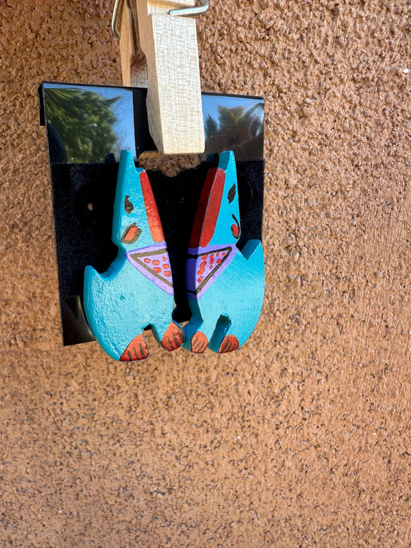 Wood Howling Coyotes Earrings