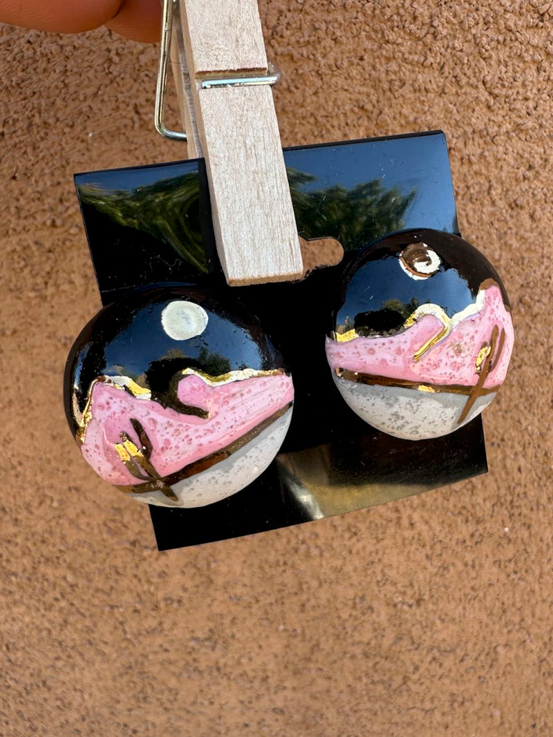 80's Hand Painted Desert Earrings