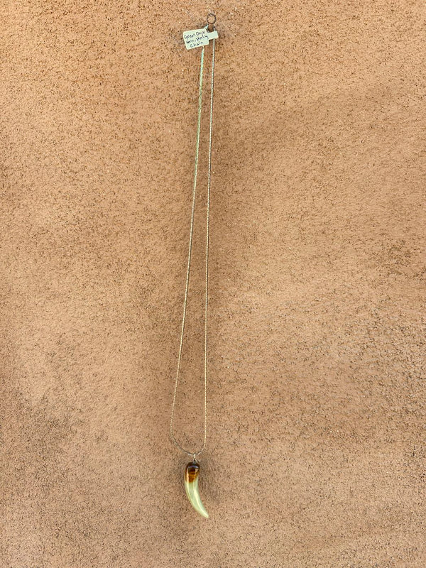 Green Onyx, Horn and Sterling Silver Necklace